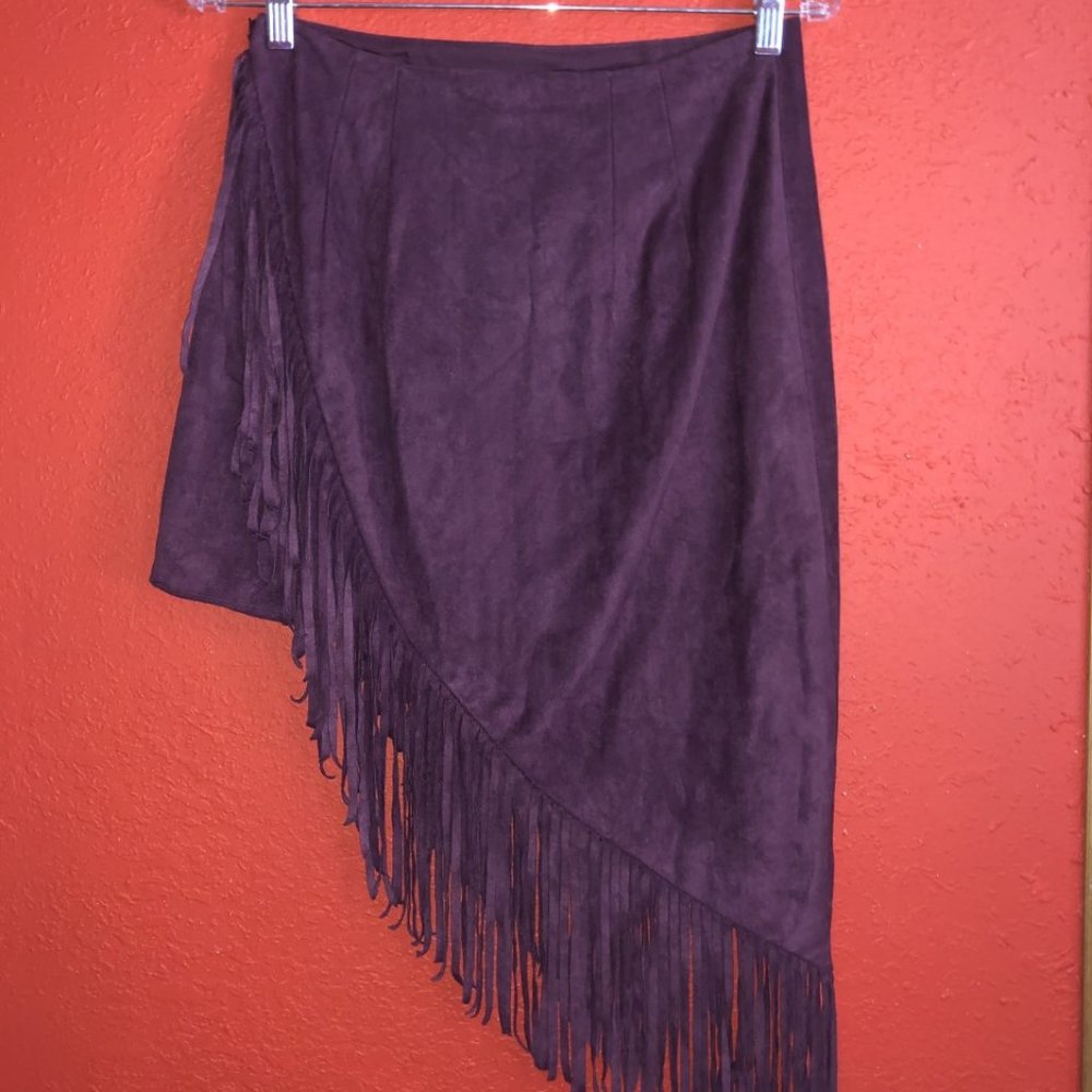 Express Purple Faux Suede Fringed Size 6 Skirt
